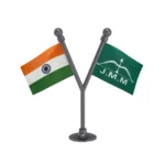 India & JMM Jharkhand Mukti Morcha Dual Car Dashboard Flag of 2in x 3in With A Plastic Base