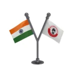India & NDPP Nationalist Democratic Progressive Party Dual Car Dashboard Flag of 2in x 3in With A Plastic Base