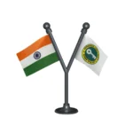 India & JJP Jannayak Janta Party Dual Car Dashboard Flag of 2in x 3in With A Plastic Base