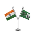 India & RLD Rashtriya Lok Dal Dual Car Dashboard Flag of 2in x 3in With A Plastic Base