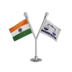 India & Shiromani Akali Dal Dual Car Dashboard Flag of 2in x 3in With A Plastic Base