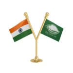 India & BJD Biju Janata Dal Dual Car Dashboard Flag of 2in x 3in With A Plastic Base