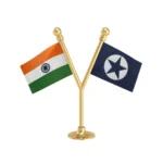 India & LSP Lok Satta Party Dual Car Dashboard Flag of 2in x 3in With A Plastic Base