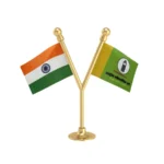 India & RLP Rashtriya Loktantrik Party Dual Car Dashboard Flag of 2in x 3in With A Plastic Base