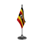 Uganda Table Flag of 4in x 6in With A Heavy Plastic Base