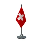 Switzerland Desk Table Flag of 4in x 6in With A Heavy Plastic Base