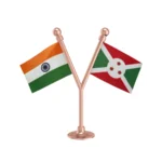 India & Burundi Dual Car Dashboard Flag of 2in x 3in With A Plastic Base