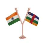 India & Central African Republic Dual Car Dashboard Flag of 2in x 3in With A Plastic Base