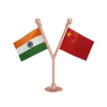 India & China Dual Car Dashboard Flag of 2in x 3in With A Plastic Base
