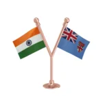 India & Fiji Dual Car Dashboard Flag of 2in x 3in With A Plastic Base