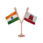 India & Gibraltar Dual Car Dashboard Flag of 2in x 3in With A Plastic Base