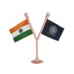 India & IAS Dual Car Dashboard Flag of 2in x 3in With A Plastic Base