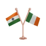 India & Ireland Dual Car Dashboard Flag of 2in x 3in With A Plastic Base