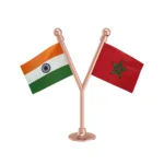 India & Morocco Dual Car Dashboard Flag of 2in x 3in With A Plastic Base