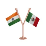 India & Mexico Dual Car Dashboard Flag of 2in x 3in With A Plastic Base