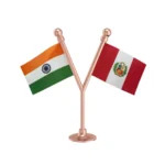 India & Perus Dual Car Dashboard Flag of 2in x 3in With A Plastic Base