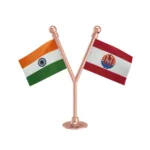 India & French Polynesia Dual Car Dashboard Flag of 2in x 3in With A Plastic Base