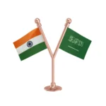 India & Saudi Arabia Dual Car Dashboard Flag of 2in x 3in With A Plastic Base