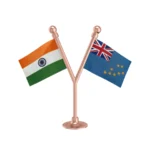 India & Tuvalu Dual Car Dashboard Flag of 2in x 3in With A Plastic Base