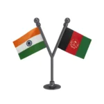 India & Afghanistan Dual Car Dashboard Flag of 2in x 3in With A Plastic Base