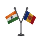 India & Andorra Dual Car Dashboard Flag of 2in x 3in With A Plastic Base