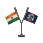 India & Belize Dual Car Dashboard Flag of 2in x 3in With A Plastic Base