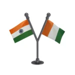 India & Côte d'Ivoire Dual Car Dashboard Flag of 2in x 3in With A Plastic Base