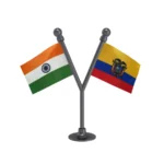 India & Ecuador Dual Car Dashboard Flag of 2in x 3in With A Plastic Base