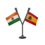 India & Spain Dual Car Dashboard Flag of 2in x 3in With A Plastic Base