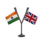 India & United Kingdom (UK) Dual Car Dashboard Flag of 2in x 3in With A Plastic Base