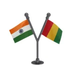 India & Guadeloupe Dual Car Dashboard Flag of 2in x 3in With A Plastic Base