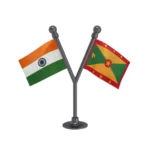 India & Grenada Dual Car Dashboard Flag of 2in x 3in With A Plastic Base