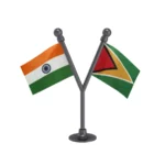 India & Guyana Dual Car Dashboard Flag of 2in x 3in With A Plastic Base