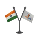 India & ISRO Indian Space Research Organisation Dual Car Dashboard Flag of 2in x 3in With A Plastic Base