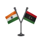 India & Libya Dual Car Dashboard Flag of 2in x 3in With A Plastic Base