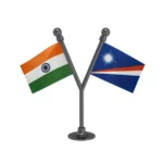 India & Marshall Islands Dual Car Dashboard Flag of 2in x 3in With A Plastic Base