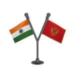 India & Montenegro Dual Car Dashboard Flag of 2in x 3in With A Plastic Base