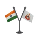 India & NDRF Dual Car Dashboard Flag of 2in x 3in With A Plastic Base
