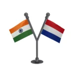 India & Netherlands Dual Car Dashboard Flag of 2in x 3in With A Plastic Base