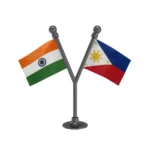 India & Philippines Dual Car Dashboard Flag of 2in x 3in With A Plastic Base