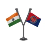 India & Assam Police Car Dashboard Flag of 2in x 3in With A Plastic Base