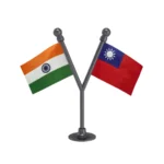 India & Taiwan Dual Car Dashboard Flag of 2in x 3in With A Plastic Base