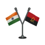 India & Angola Dual Car Dashboard Flag of 2in x 3in With A Plastic Base