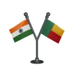 India & Benin Dual Car Dashboard Flag of 2in x 3in With A Plastic Base