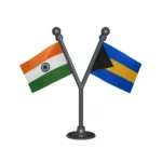 India & Bahamas Dual Car Dashboard Flag of 2in x 3in With A Plastic Base