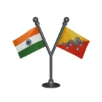 India & Bhutan Dual Car Dashboard Flag of 2in x 3in With A Plastic Base