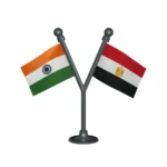 India & Egypt Dual Car Dashboard Flag of 2in x 3in With A Plastic Base