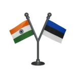 India & Estonia Dual Car Dashboard Flag of 2in x 3in With A Plastic Base