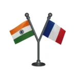 India & France Dual Car Dashboard Flag of 2in x 3in With A Plastic Base