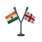 India & Georgia Dual Car Dashboard Flag of 2in x 3in With A Plastic Base
